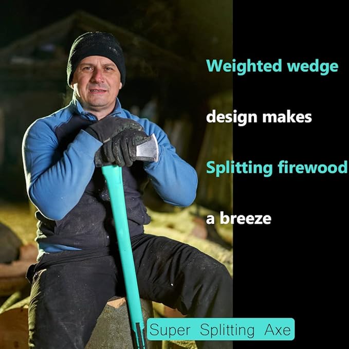 36 Splitting Axe Chopping Axe|Splitting Maul for Firewood|6.8Lbs Heavy Duty Forged Carbon Steel Fiberglass Composite Handle &amp Ergonomic Anti-Slip Grip