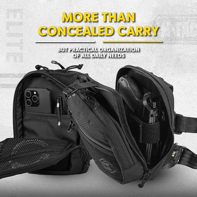 M-Tac Tactical EDC Bundle: Elite Sling Bag &amp Concealed Carry Gun Holster Black