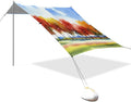 Beach Canopy with Windproof Ropes &amp Sandbags Beach Tent Sun Shade Sun Shelter for Camping Trips Fishing Backyard Fun or Picnics Autumn Landscape