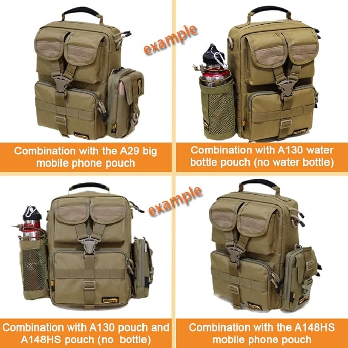Looyoo/A99 Multifunctional Shoulder Backpack Military Tactical backpack Handbag 1050D Nylon Fabric (Black)