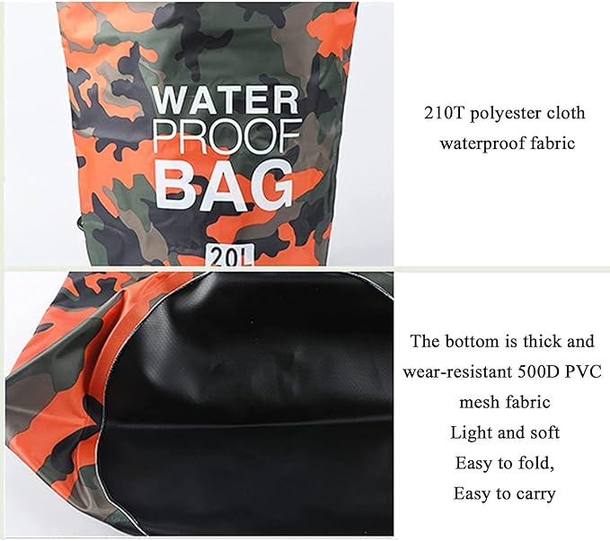 Waterproof Bag Set Floating Waterproof Drying Bag 20L Portable Lightweight Roll-top Drying Bag for Camping/Swimming (Color : Red)