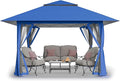 CROWN SHADES 13x13 Pop Up Gazebo Canopy Tent Gazebos on Clearance - Outdoor Gazebo for Backyard &amp Patio Furniture - Carpa Pop Up Tent with Wheeled STO-N-Go Cover Bag (Blue)
