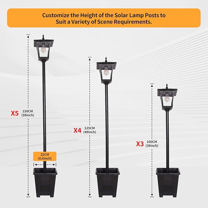 Outdoor Solar Post Lights 59 Dusk to Dawn Solar Lamp Post Waterproof Solar Floor Lamps Warm White Pole Lights with Planter for Patio Backyard Lawn Garden