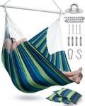 XXL Hammock Chair Hanging Rope Swing with 2 Cushions - Max 500lbs-Perfect for Patio Porch Bedroom Backyard Indoor or Outdoor - Includes Hanging Hardware Kits