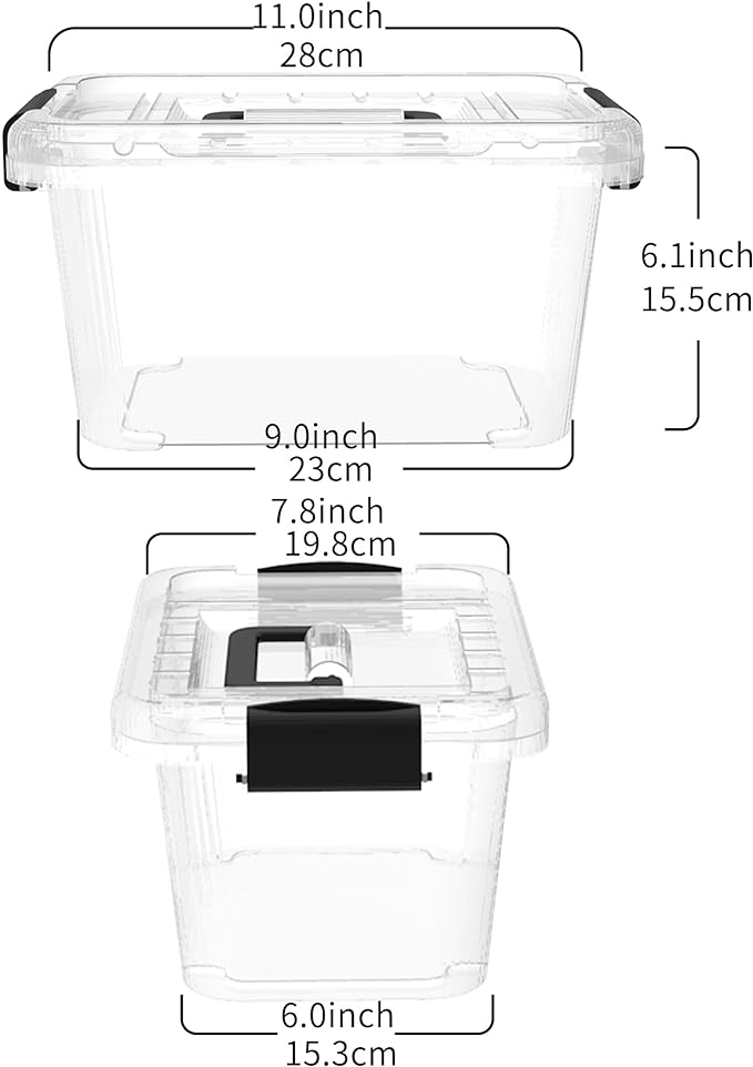Cetomo 6Lx20 Pack Storage Boxes Storage Box with Lids and Handle for Home Dorm Office Organization Stackable Nesting Tote Container Plastic Clear 6L-20 Pack