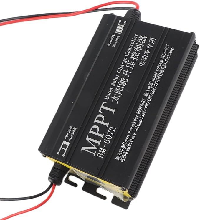 600W MPPT Boost Solar Charge Controller 12V-50V Input with LCD Display Step Up Charging for 24V 36V 48V 60V and 72V Batteries in Solar Kits