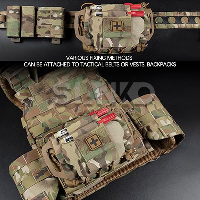 Tactical Molle IFAK Pouch/Medical Pouch First Aid Kits/EDC Tools Carrier Sundry Bag For Vest Belt BackpackOutdoor Hunting Airsoft Accessory (Grey)
