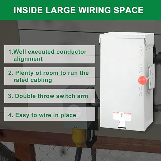 Manual Transfer Switch 100 Amp NEMA 4X Generator Transfer Switch for Home Generator Manual Heavy Duty Double-Throw 120/240 Volt 24000W for Outdoor Indoor Use