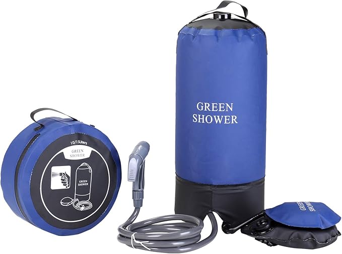 PVC Pressure Shower with Foot Pump Lightweight Outdoor Inflatable Shower Pressure Shower Water Bag Outdoor Beach Camping Hiking Bathing
