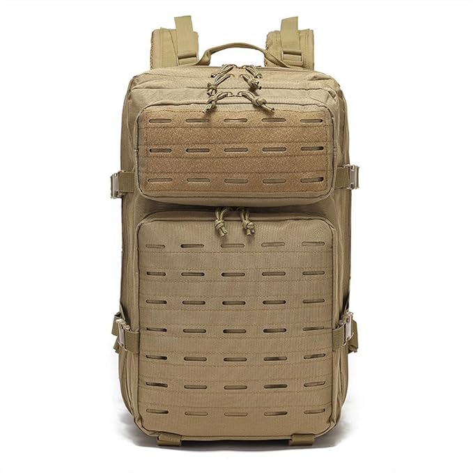 45L Military Tactical Backpack For Men Molle Daypack 3 Day Bug Out Bag Hiking Fishing Backpack Rucksack (Mud Color)