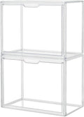 ZLLZUU Clear Storage Bins with Lids 2 Pack Acrylic Display Case with Magnetic Door for Cosmetic Collectibles Large Figures Models Stackable Acrylic Storage Box for Home Office Living Room Dorm