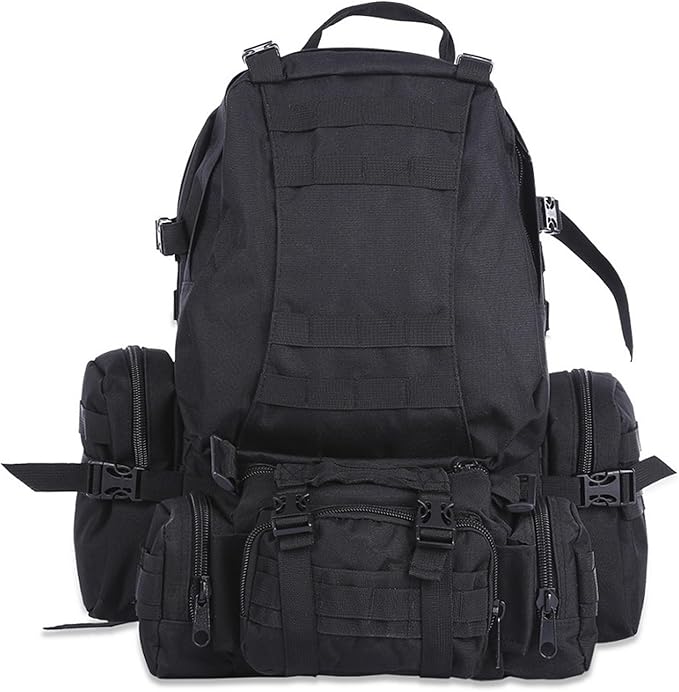 Genérico Compatible For Outdoor Military Tactical Backpack Sports Bag Waterproof Camping Hiking Travel 50L(Black B)