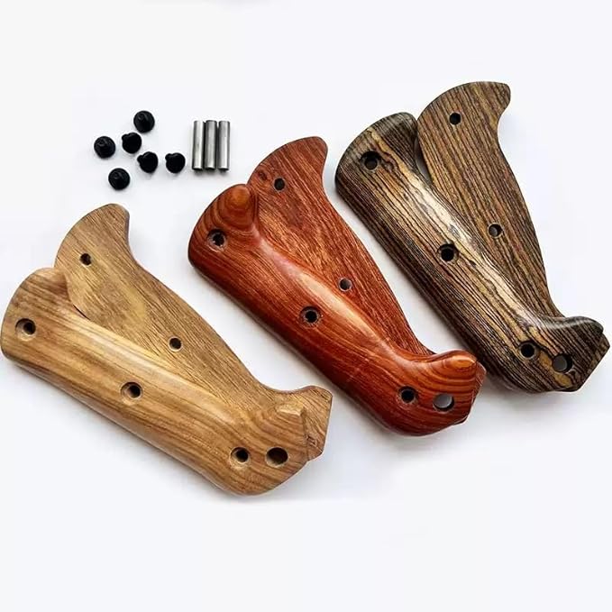 1Pair Wood Scales Replacement with 3 Sets Screws Fit for BK2 and BK9