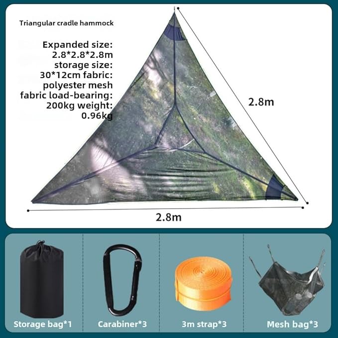 Air Triangle Camping Hammock Multi-Person Portable Hammock for Adults and Children Family Triangle Hammock 1-3 Adults and Children Maximum Weight Capacity 440 lbs