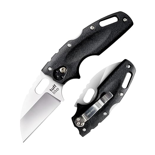 Cold Steel Tuff Lite 2.5 AUS8A Sheepsfoot Razor-Sharp Plain Blade 3.5 Griv-Ex Black Handle Pocket Folding Knife Blister Pack