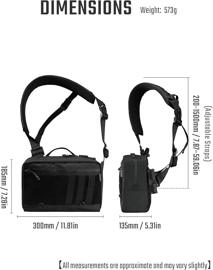 TACTICAL_GEEK L3 Pro EDC Crossbody Bag Chest Bag with Adjustable StrapDaily Carry Sling Pack Large Capacity Daypack Organizer for Camera Drones（T500 Black）