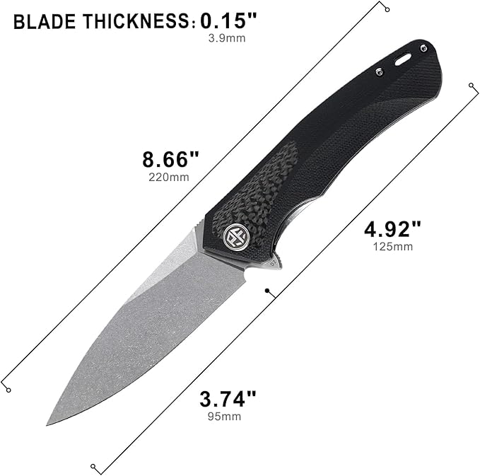 Petrified fish PF838 3.74 D2 steel folding knife outdoor tactical pocket knives G10 handle camping hunting Cutter EDC tool (White Stonewash White Stonewash)