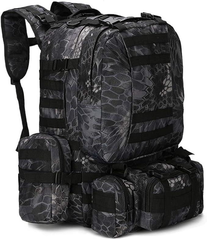 Outdoor Sports Pack Hiking Bag Tactical Rucksack Camo Knapsack Combat Camouflage Molle 55L Tactical Backpack - Typhoon