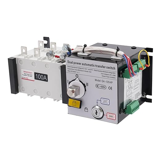 Dual Power Automatic Transfer Switch 63A 2P/4P 110V Generator Changeover Switch Tool Electronic Power Circuit Breaker Controller 50HZ/60HZ (4P/100A Black)