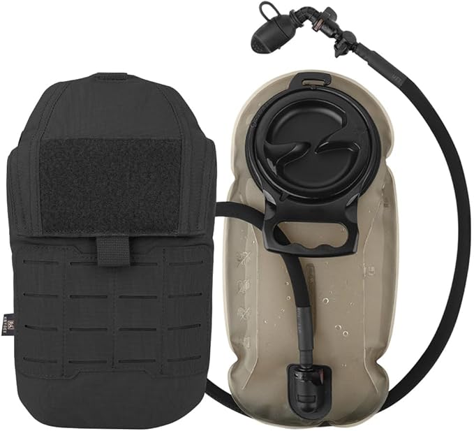 KRYDEX Tactical Molle Hydration Pouch with1.5L Inner Bladder - Low Profile Water Reservoir Bag for Molle Vest Backpack for Cycling Hiking Climbing Hunting