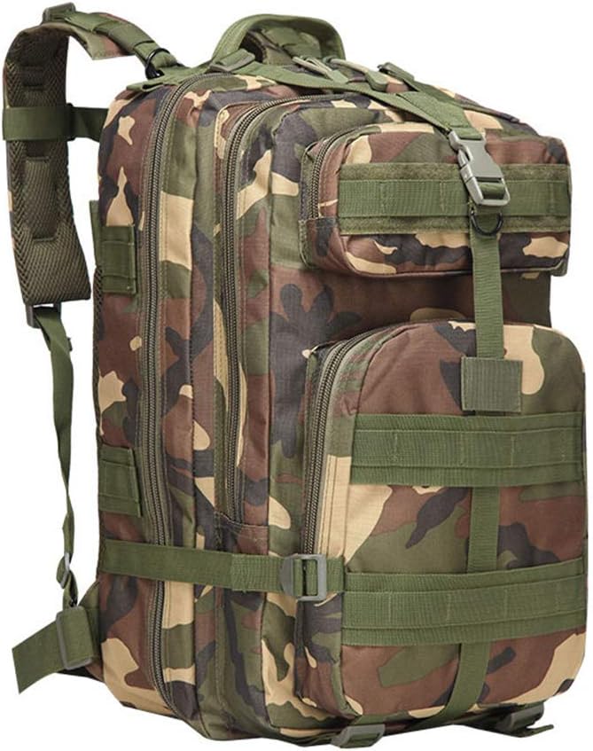 Outdoor Sports Pack Hiking Bag Tactical Rucksack Camo Knapsack Combat Camouflage Molle Upgraded Tactical 40L 3P Backpack - WL