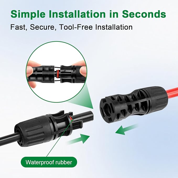 XRDS -RF Solar Cable 100FT 8AWG Solar Extension Cable with Male &amp Female Solar Connectors Flame-Retardant Protective Sleeving Solar Panel Cable Weatherproof PV Wire for Solar Panel Connection
