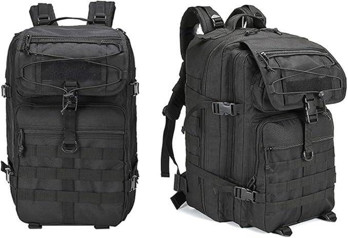 45L Military Tactical Backpack Large Army 3 Day Assault Pack Molle Army Bag Rucksack Hiking Treeking (Black)