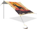 Cowboy at Sunset Beach Tent Sun Shelter Set UPF50+ UV Protection 10.5 x 9.19 FT Camping Shade Canopy with Sandbags Sand Anchors Carrying Bag and Others