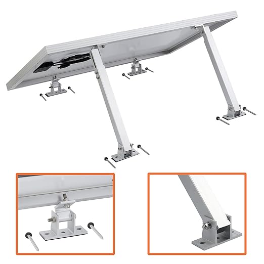 1 Set Adjustable Solar Panel Tilt Mount Brackets 15-30° Aluminum Alloy Solar Mounting Brackets for Flat Surfaces RV Roof Boat