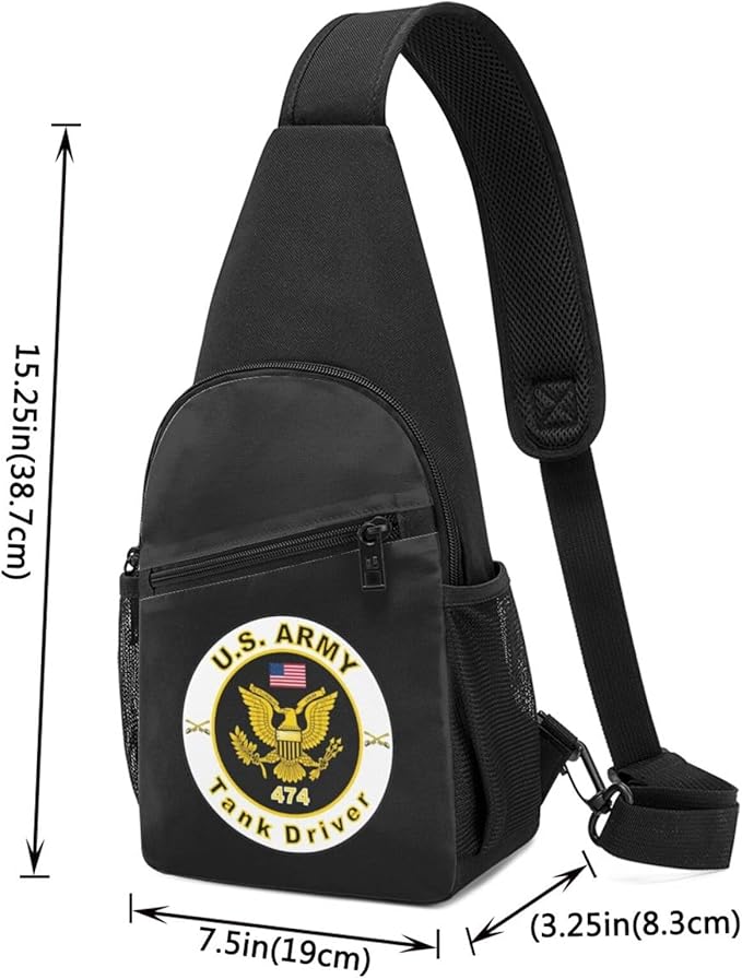 US Army MOS 474 Tank Driver Chest Pack Leisure Shoulder Crossbody Chest Bag