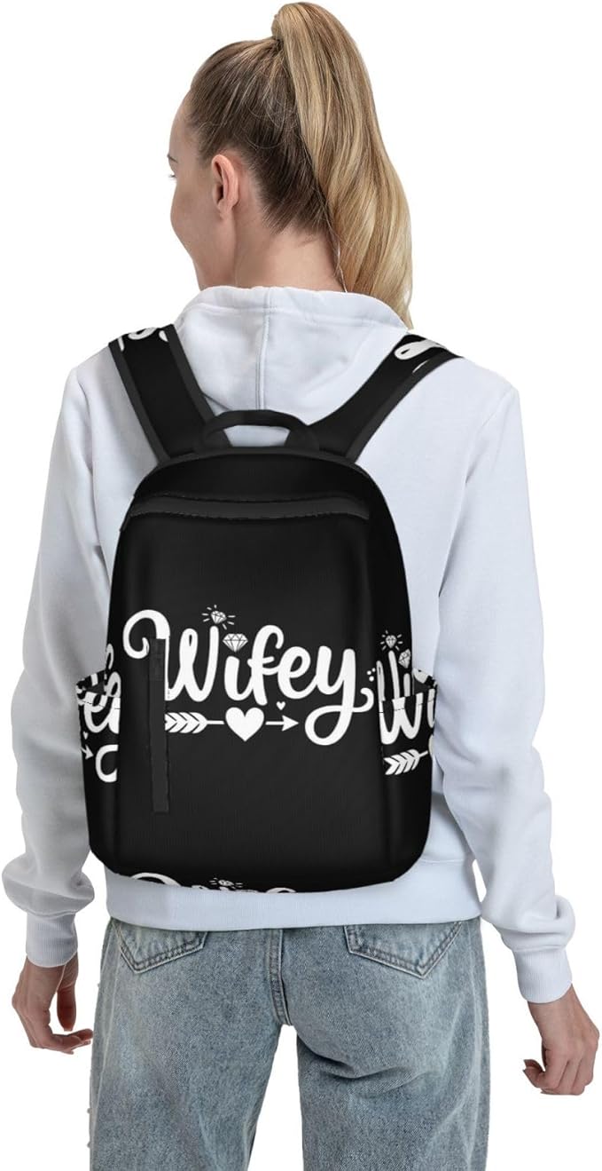 Backpack Travel Work Bookbag love heart Bride Wifey Gift Casual Daypacks with Water Bottle Pocket