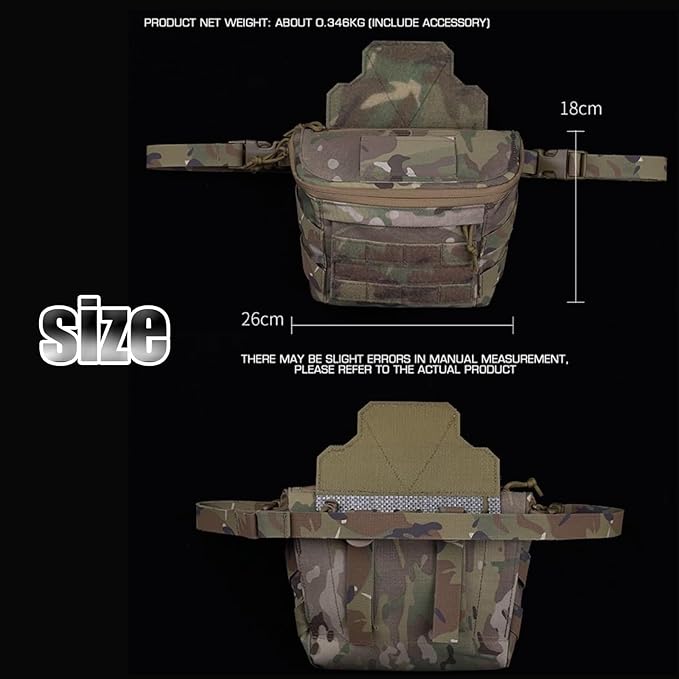 Molle PC Drop Pouch Bag 3 Ways of Use Tactical Storage Bag Large Capacity with Multiple Pockets for Vest Team Activities Airsoft Cosplay