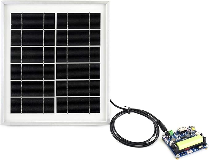 waveshare Solar Panel (6V 5W) with High Performance156 Monocrystalline Cell Toughened Glass Anodic Oxidation Aluminum Alloy for Use with Solar Power Manager