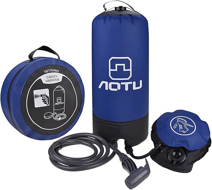 Foot Pump with 11L pvc Pressure Shower Lightweight Outdoor Inflatable Shower Pressure Shower Water Bag for Outdoor Beach Camping Hiking Bathing
