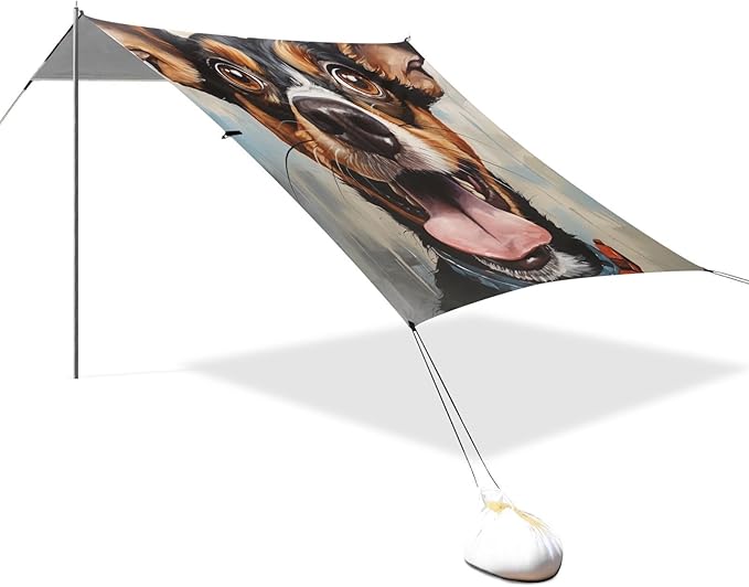 ALAZA Funny Dog Print Beach Tent Sun Shelter Portable Canopy Sunshade for Outdoor Camping Picnics Backyard Fun 10x9 ft