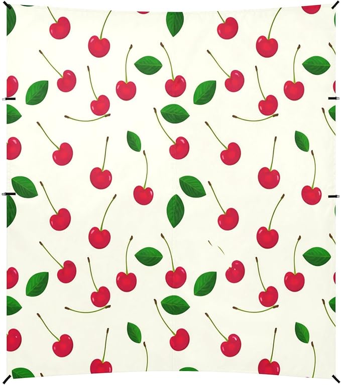xigua Red Cherries Beach Tent Sun Shelter with Carrying Bag - Silver Coated Oxford Fabric Beach Canopy for Beach Camping Fishing - Includes Windproof Ropes Sandbags &amp Stakes