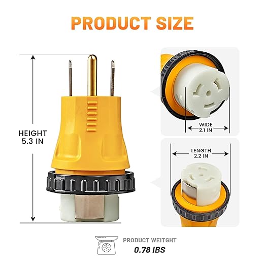 MECMO NEMA 14-50P to SS2-50R Twist Lock RV Generator Adapter 50 Amp 14-50P RV Generator Plug to Shore Power Adapter 125/250V for 50A Transfer Switch Power Inlet Box RV Camper Generator to House