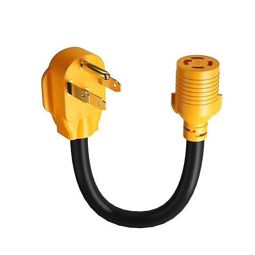 MECMO NEMA 14-50P to L14-30R Generator Transfer Switch Adapter Cord ETL Listed 240V/120V Generator to House 50 Amp Male to 30 Amp Female Twist Lock 4 Prong Generator Plug Adaptor for Power Backup