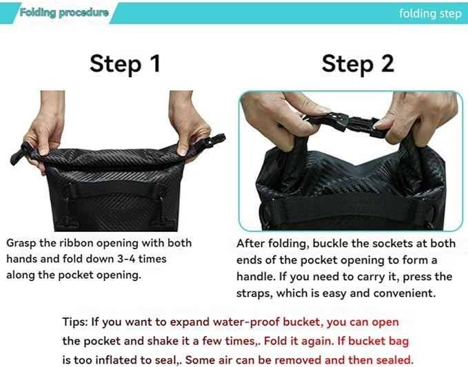 Handheld Bucket Bag Carbon Fiber Waterproof Sack for Beach Rafting Swimming Outdoor Backpacking Adventure Gear (20 L(5.3 gal))