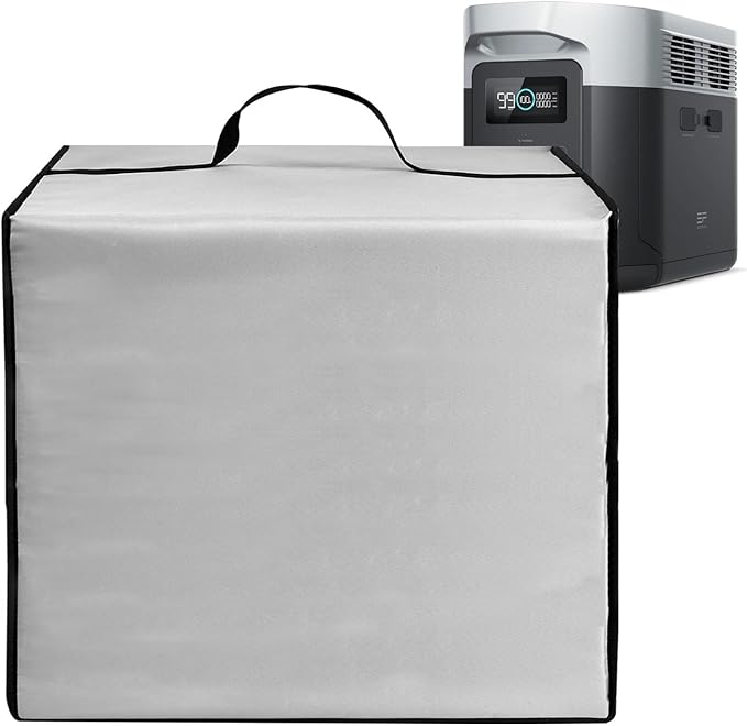 Power Station Dust Cover Heavy Duty Waterproof Anti-static Nylon Case for EF ECOFLOW Portable Power Station DELTA 2 Max/DELTA 3 MaxEssential Home Solar Generator Cover for Home Use (Silver)