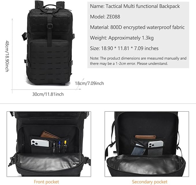 45L Military Tactical Backpacks Molle Army Assault Pack 3 Day Bug Out Bag Hiking Treeking Rucksack (Military Green)