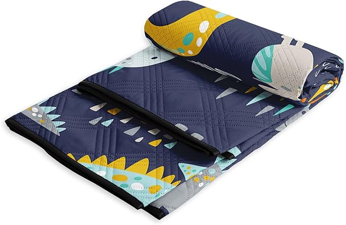 Outdoor Picnic Blanket Portable Ultrasonic Waterproof Picnic Mat Cartoon Dinosaur Printed Camping Beach Mat for Sand and Wet Grass Hiking (Cartoon Dinosaur L)