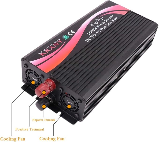 2000W Power Inverter 48V DC to 110V AC 60HZ Pure Sine Wave Converter with LED Display for Off Grid Solar System