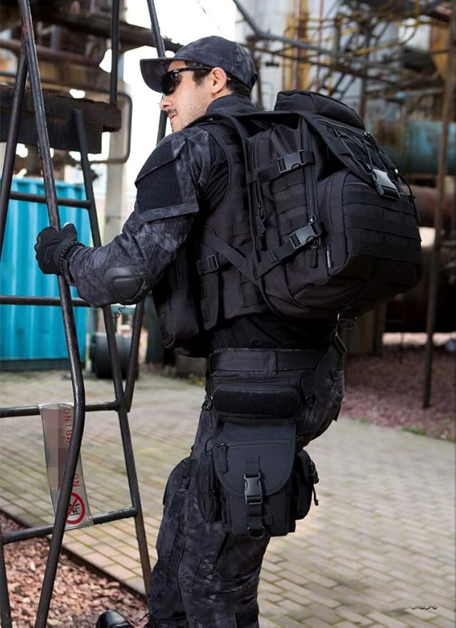 40L Tactical Military Molle Backpack Water&ampAbrasion Resistant Outdoor Hunting Trekking Bag (Black scorpion Camouflage)