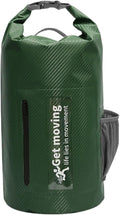 Waterproof Dry Bag 10L/20L Carbon Fiber Waterproof Dry Bag Hand-Held Bucket Bag Waterproof Bag Beach Drifting Swimming Bag Outdoor Backpack for SwimmingBoating(Deep Green-20L)