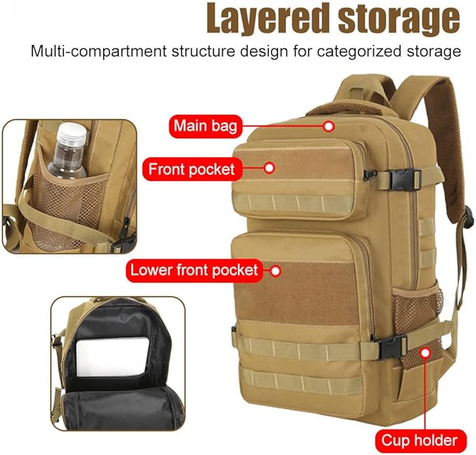 MiOYOOW Outdoor Tactical Backpack Wear Resistant Hiking Backpack Large Capacity Training Bag for Hunting Sports Fishing Travel Camping