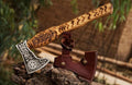17 Inch Long Viking Axe Custom Hand Forged Carbon Steel Sharp Axe Forged Axe Hatchet with Leather Sheath Best for Hunting Camping Wood Cutting Gift for Him