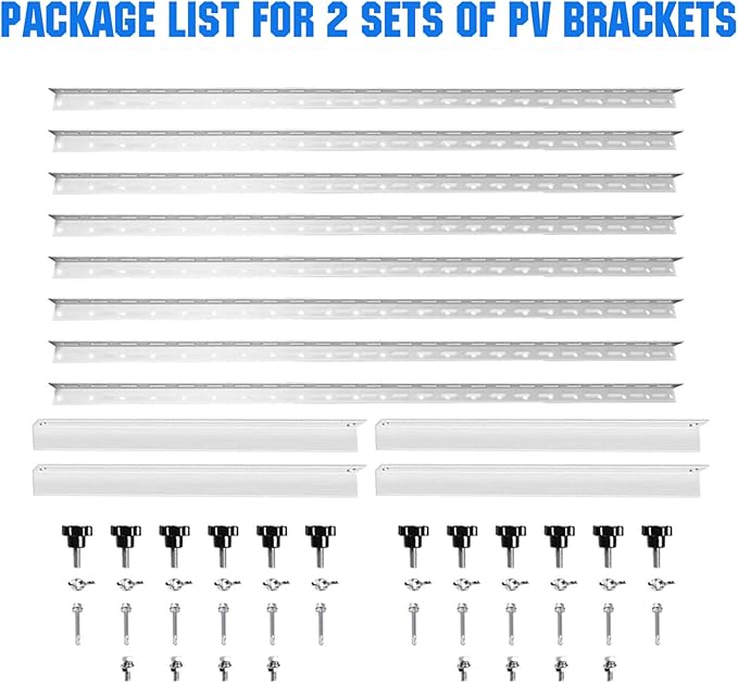 Solar Panel Mount Brackets 2 Sets 45 inch Adjustable with Foldable Tilt Legs Suitable for 2-4pcs 180 200 300 400 500 Watt Solar Panel for Roof RV Boat and Off-Grid