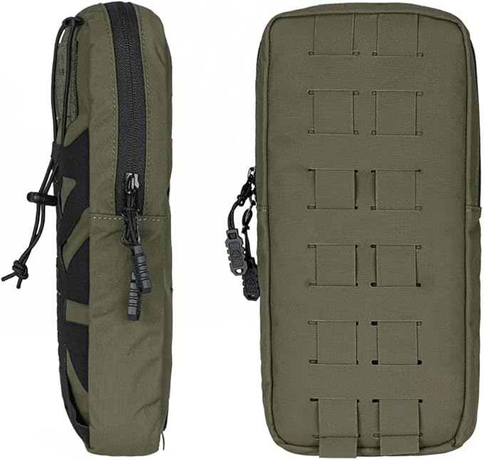Tactical Hydration Pouch with Inner Bladder for 1L Water Bag Laser Cut MOLLE Hydration Pouch for Hiking Biking Running and Climbin 500D Nylon