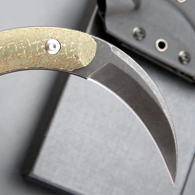 C16901 Fixed Blade Knives D2 Steel Micarta Handle Outdoor Survival Claw KnifeCamping EDC Tools Kydex Sheaths(Green)